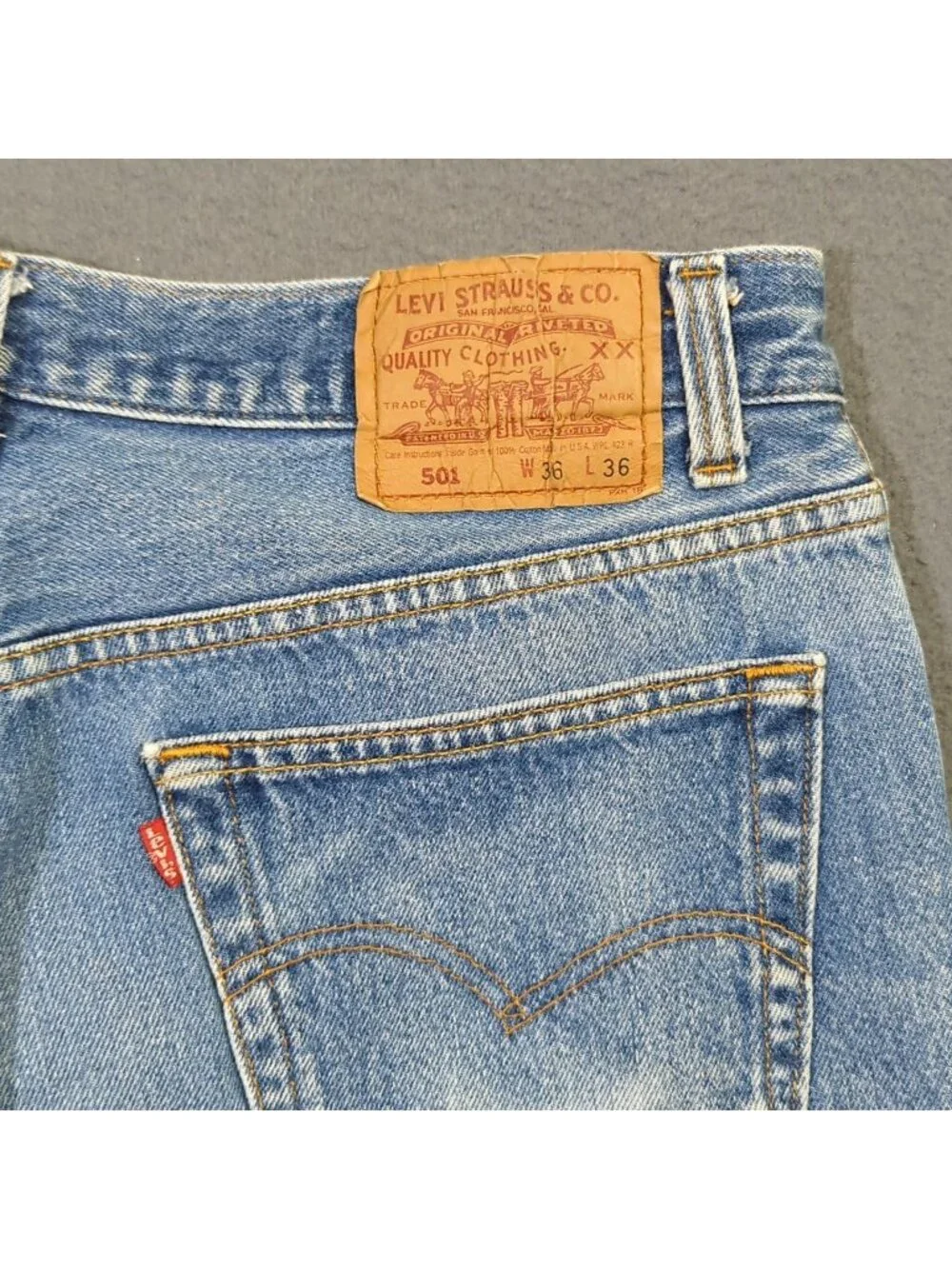 Levi's Vtg Jeans Mens 36x36 Fits 33x31 Blue 501 Straight Button Fly USA Made 90s